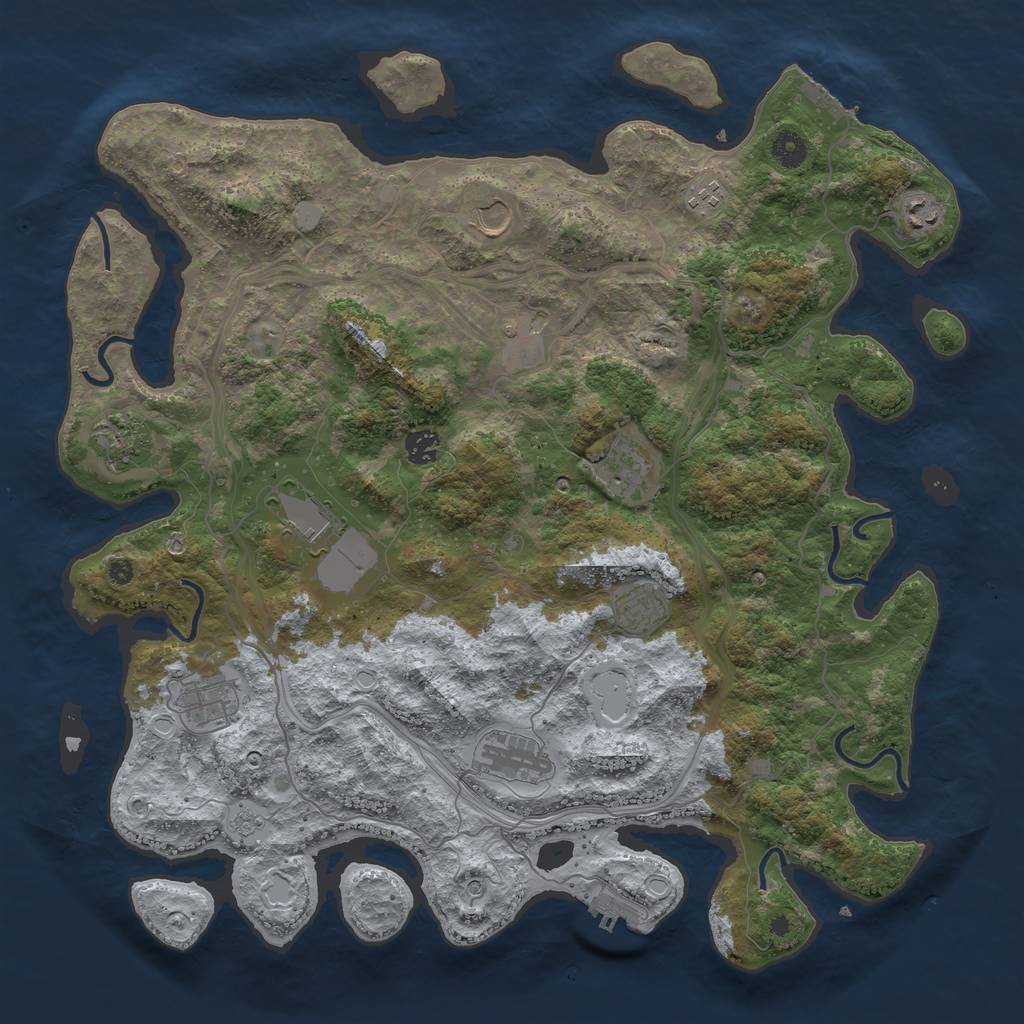 Rust Map: Procedural Map, Size: 4300, Seed: 1239964487, 20 Monuments