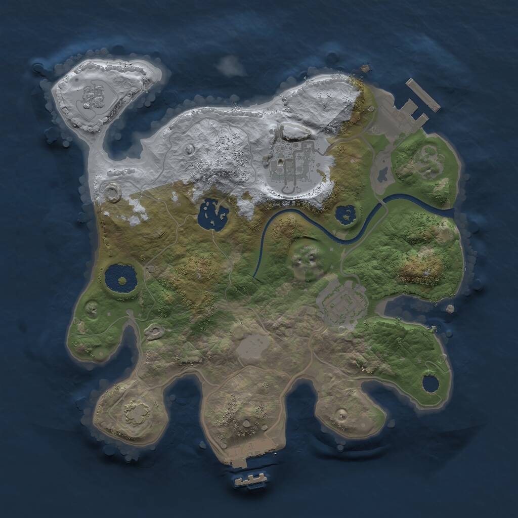 Rust Map: Procedural Map, Size: 2500, Seed: 59205917, 8 Monuments