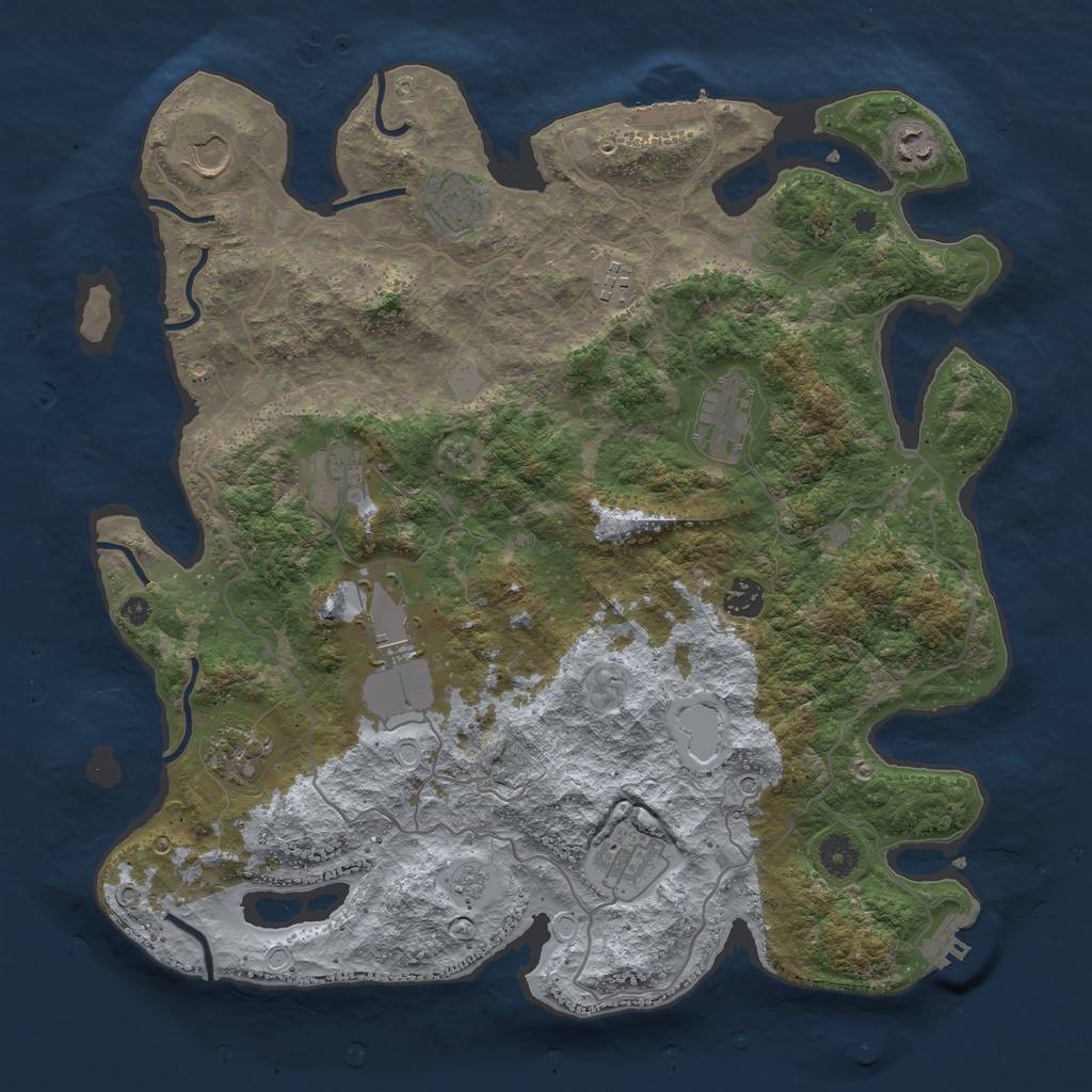 Rust Map: Procedural Map, Size: 4000, Seed: 69678391, 19 Monuments