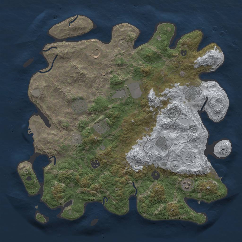 Rust Map: Procedural Map, Size: 4000, Seed: 296471, 18 Monuments