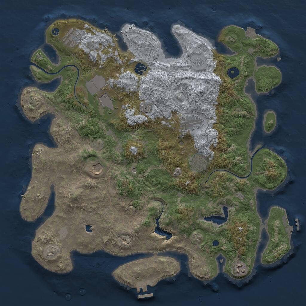 Rust Map: Procedural Map, Size: 4000, Seed: 522931, 14 Monuments