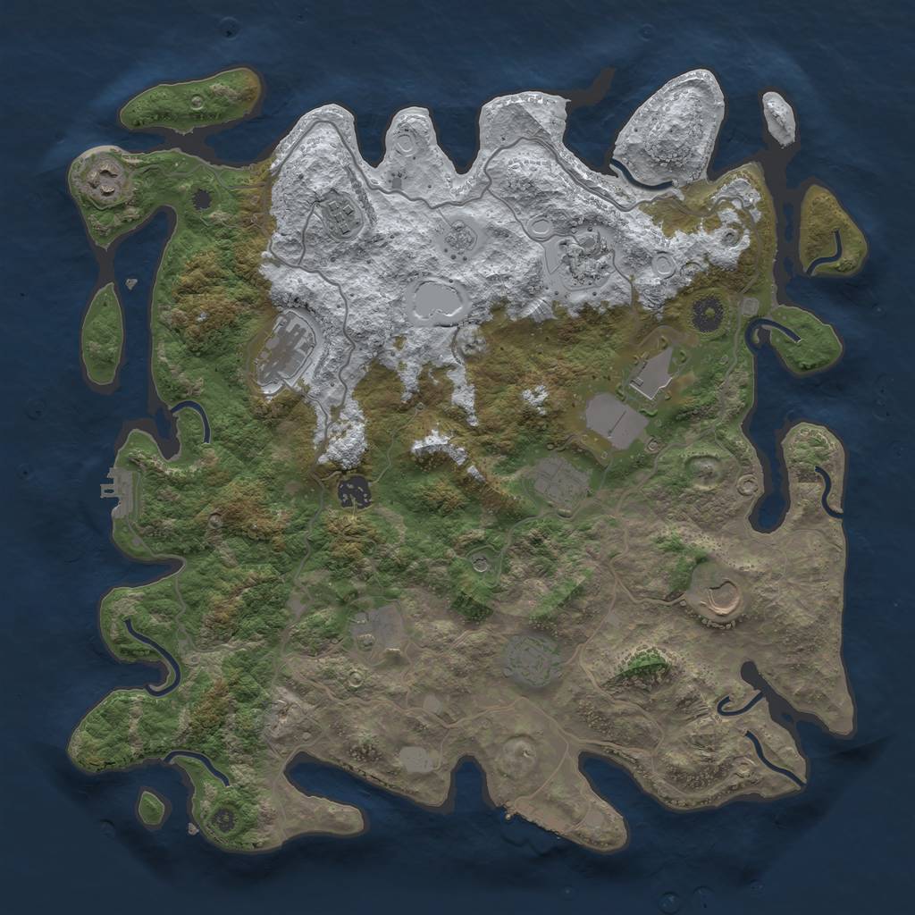 Rust Map: Procedural Map, Size: 4000, Seed: 789251, 19 Monuments