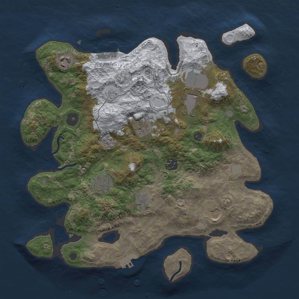 Rust Map: Procedural Map, Size: 3500, Seed: 405056587, 17 Monuments