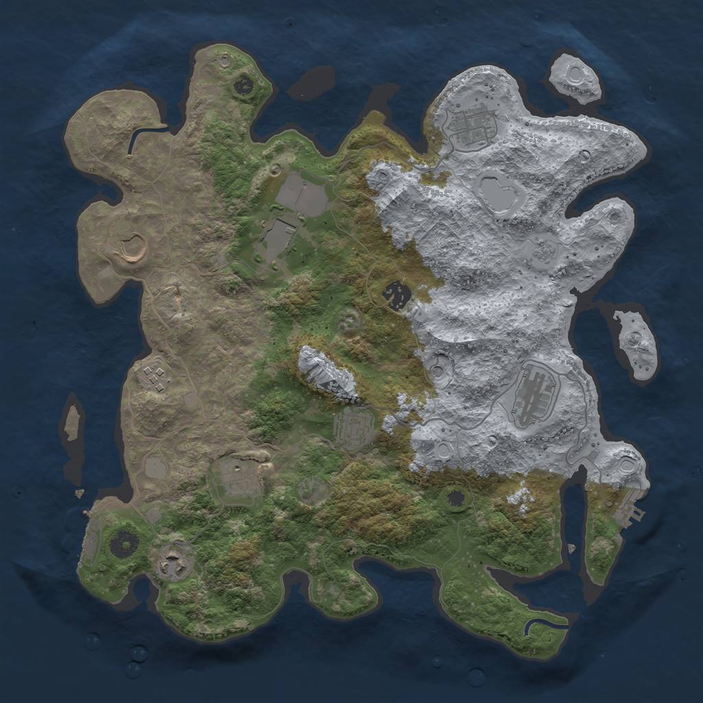 Rust Map: Procedural Map, Size: 3800, Seed: 889998, 18 Monuments