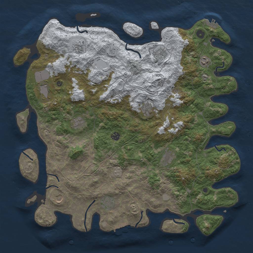 Rust Map: Procedural Map, Size: 4500, Seed: 1296041039, 20 Monuments