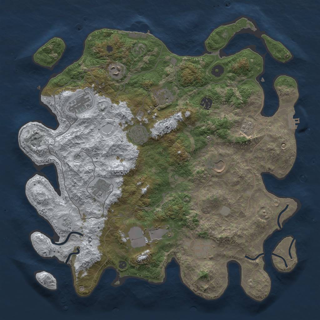 Rust Map: Procedural Map, Size: 4000, Seed: 885, 19 Monuments
