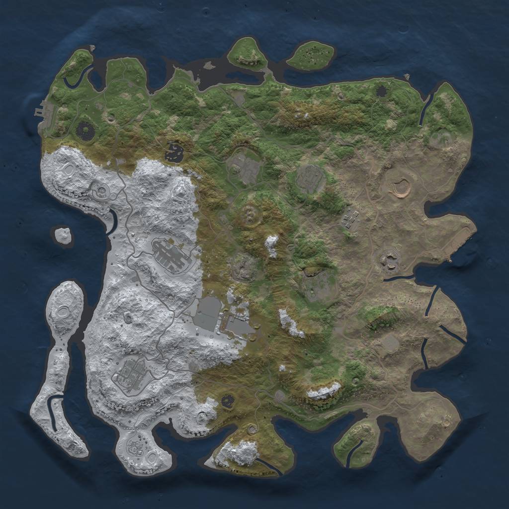 Rust Map: Procedural Map, Size: 4000, Seed: 1576499213, 19 Monuments