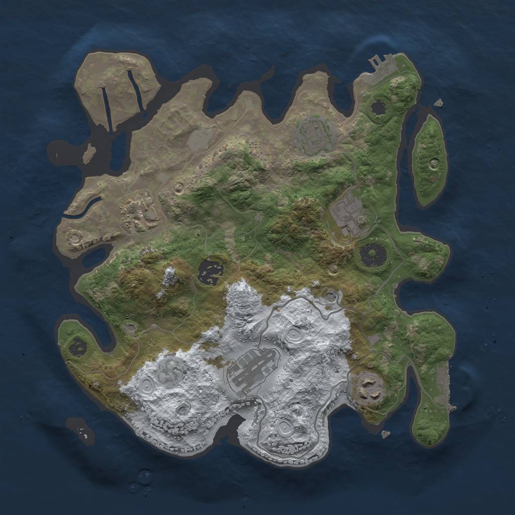 Rust Map: Procedural Map, Size: 3000, Seed: 1889767886, 14 Monuments