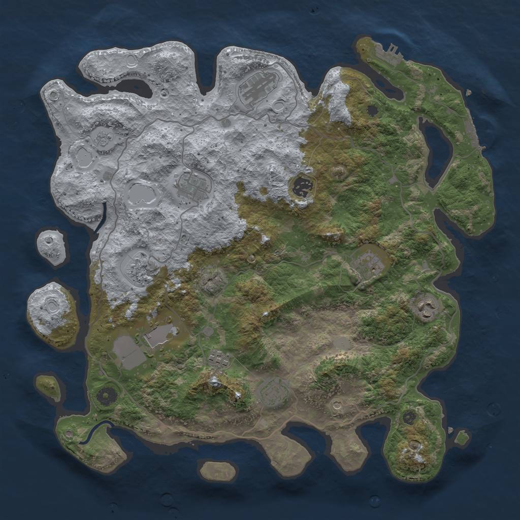 Rust Map: Procedural Map, Size: 4000, Seed: 196626243, 18 Monuments