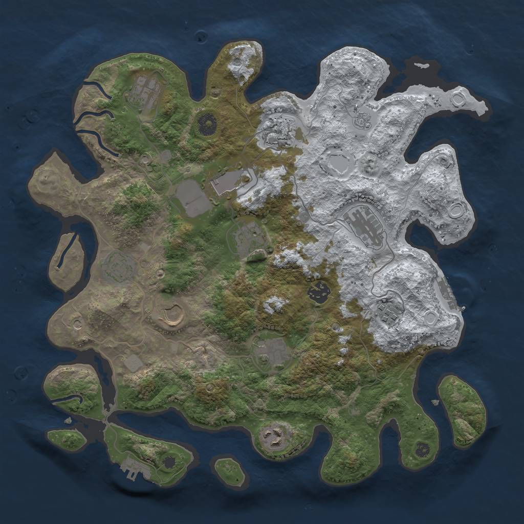 Rust Map: Procedural Map, Size: 3700, Seed: 1828757614, 20 Monuments