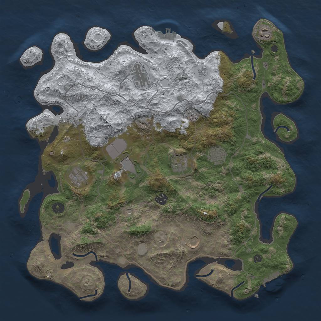 Rust Map: Procedural Map, Size: 4000, Seed: 42454, 18 Monuments