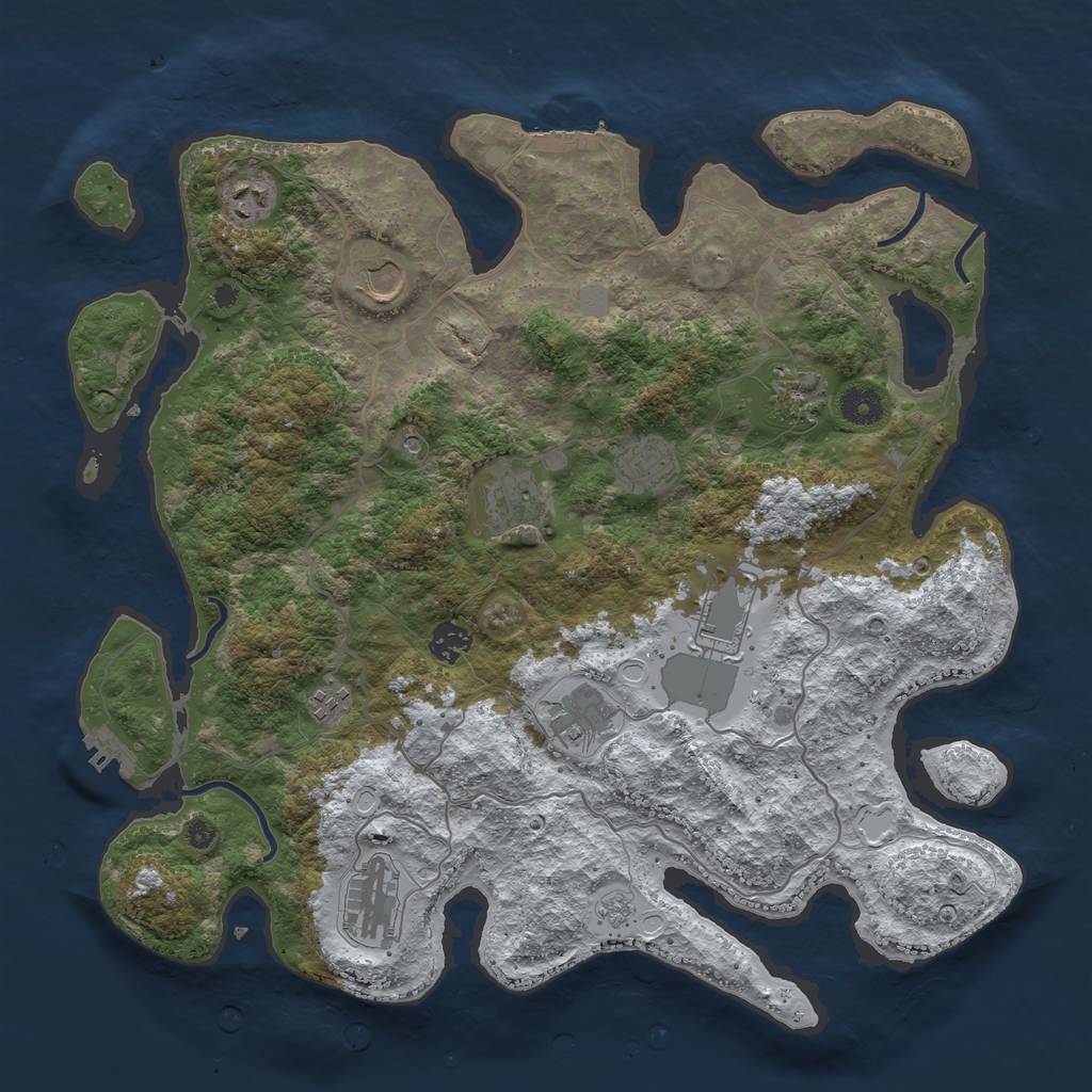 Rust Map: Procedural Map, Size: 4000, Seed: 14881356, 19 Monuments