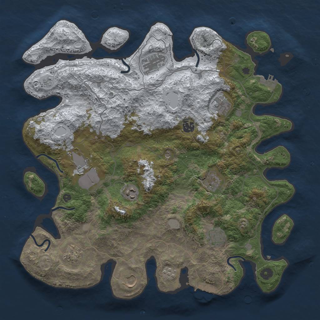 Rust Map: Procedural Map, Size: 4000, Seed: 93462, 19 Monuments