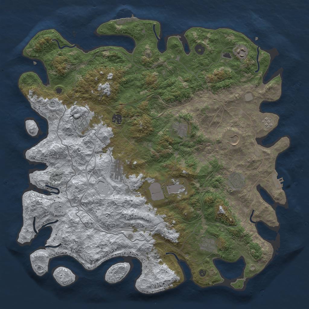 Rust Map: Procedural Map, Size: 4500, Seed: 9235136, 19 Monuments