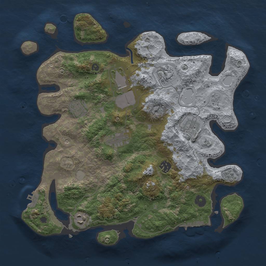 Rust Map: Procedural Map, Size: 3500, Seed: 5172931, 17 Monuments