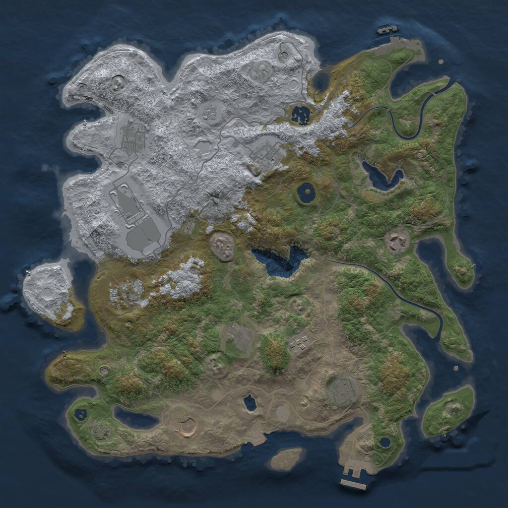 Rust Map: Procedural Map, Size: 4000, Seed: 820105, 16 Monuments