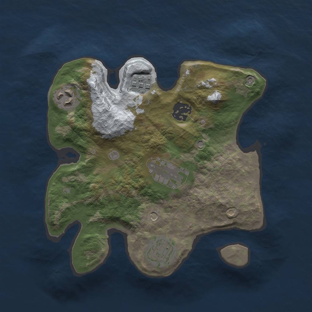 Rust Map: Barren, Size: 2500, Seed: 452603554, 8 Monuments