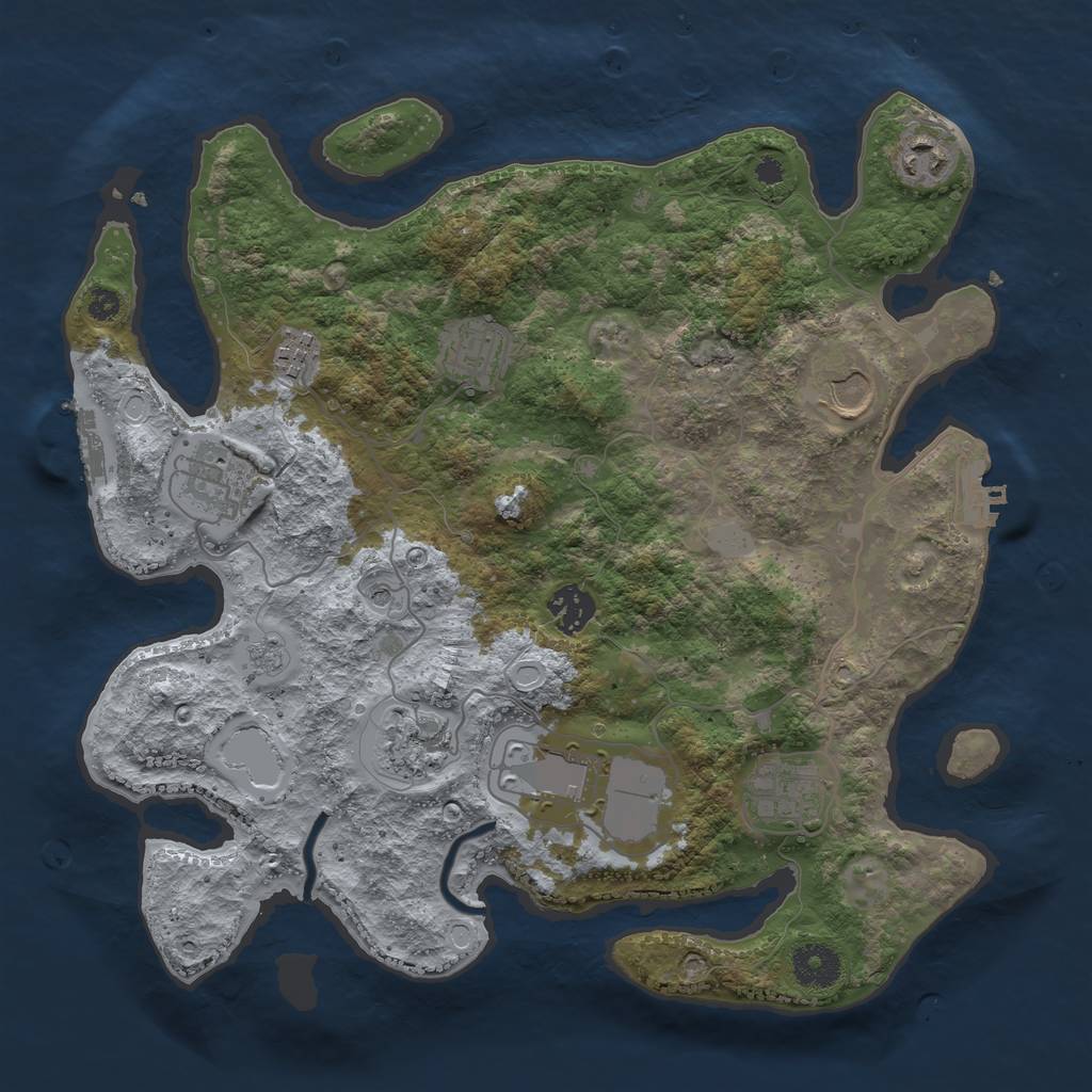 Rust Map: Procedural Map, Size: 3500, Seed: 1925469286, 18 Monuments