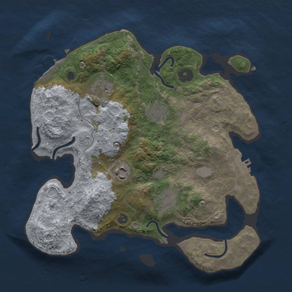 Rust Map: Procedural Map, Size: 3000, Seed: 1261437634, 13 Monuments