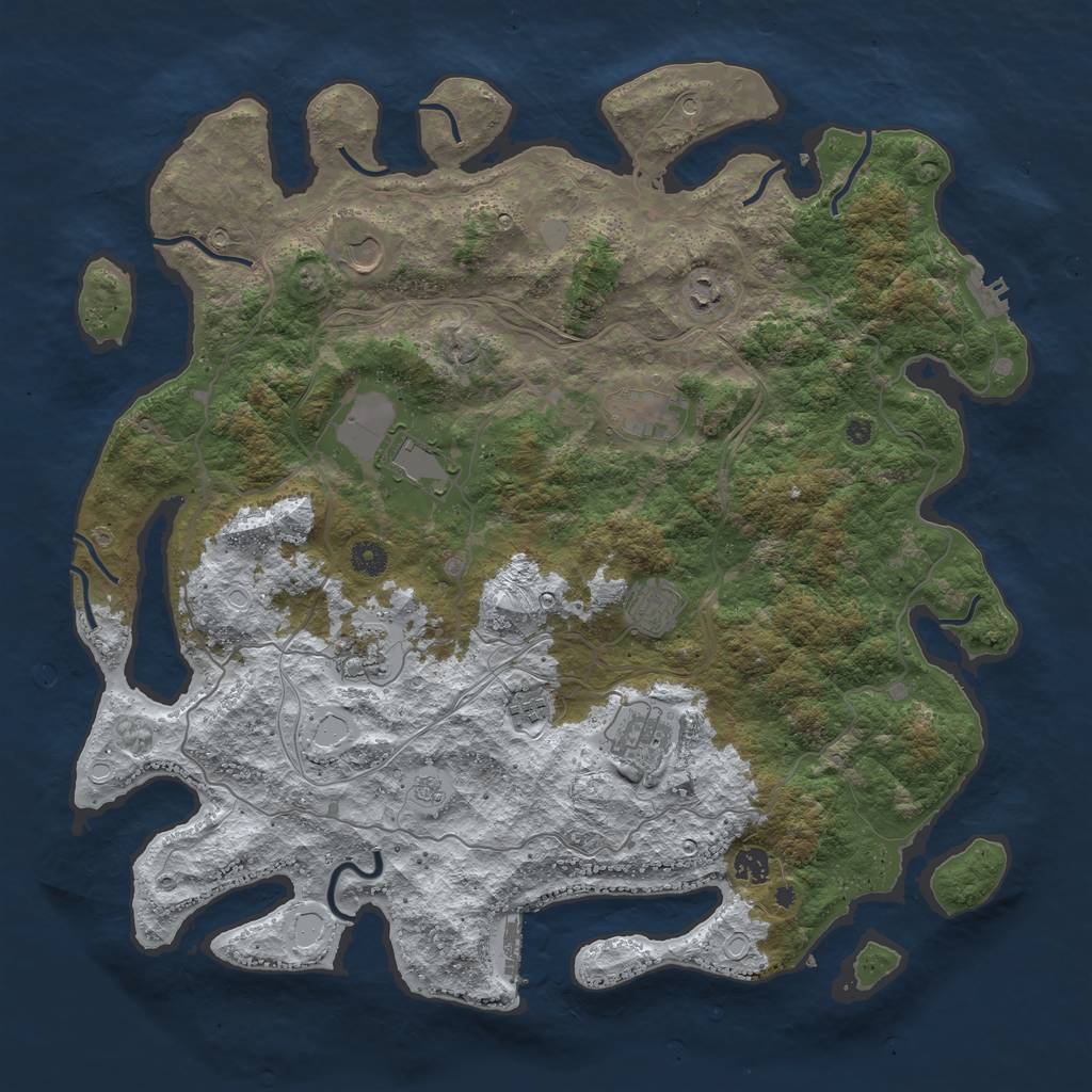 Rust Map: Procedural Map, Size: 4500, Seed: 287629080, 18 Monuments