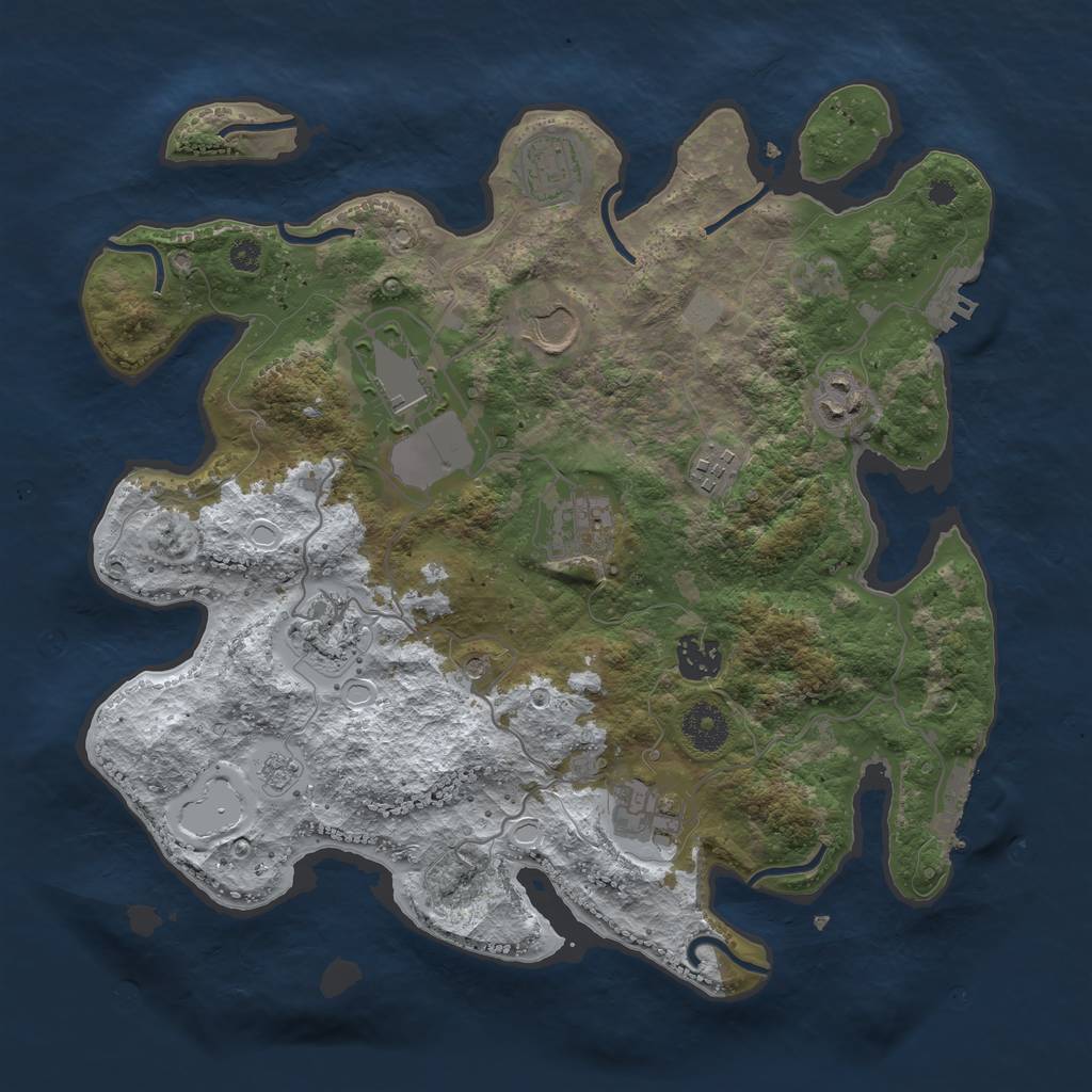 Rust Map: Procedural Map, Size: 3500, Seed: 539161713, 18 Monuments