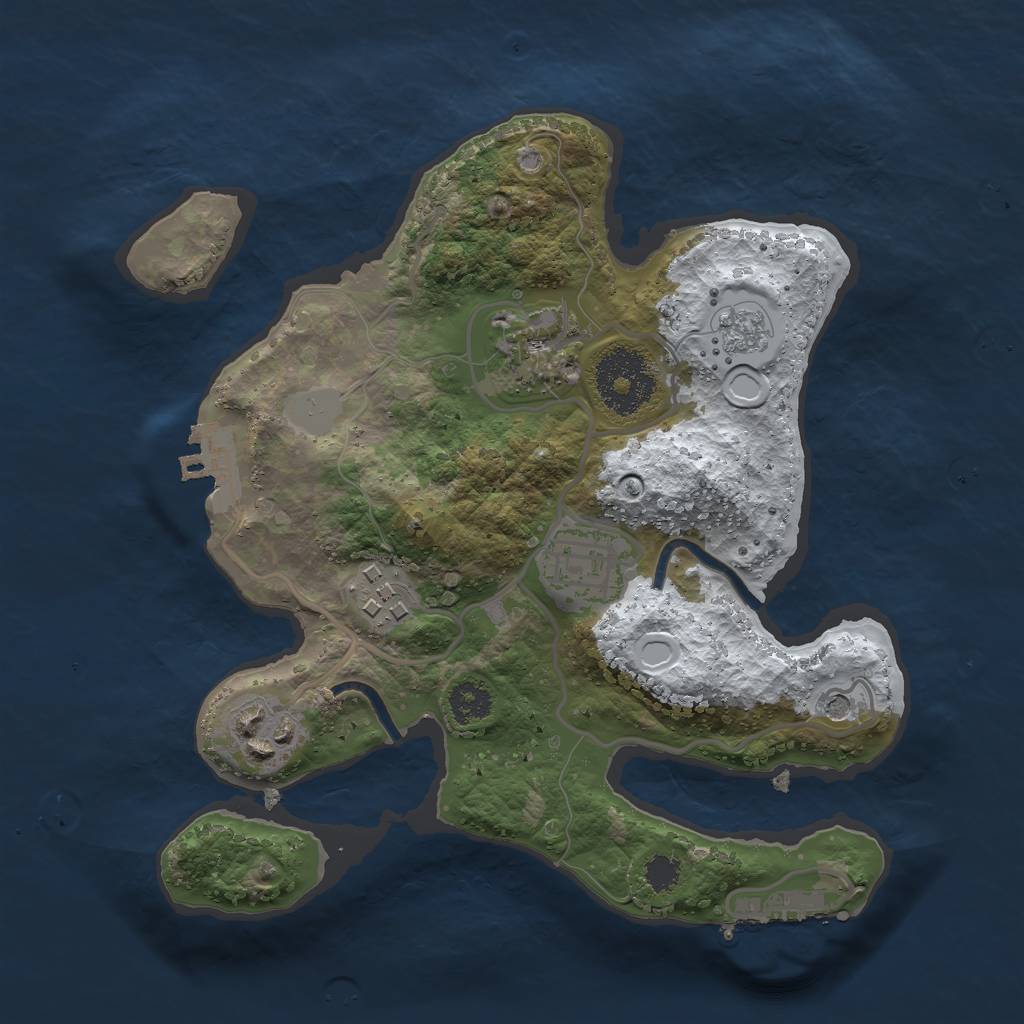 Rust Map: Procedural Map, Size: 2500, Seed: 740937, 13 Monuments