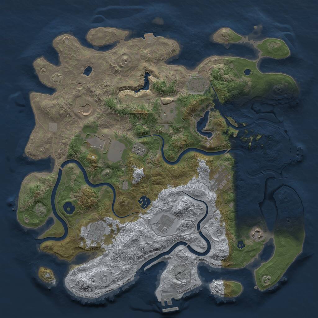 Rust Map: Procedural Map, Size: 4000, Seed: 1842140406, 16 Monuments