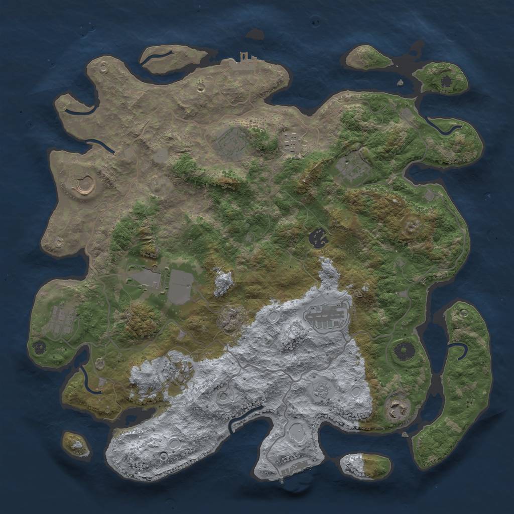 Rust Map: Procedural Map, Size: 4000, Seed: 1842140406, 17 Monuments