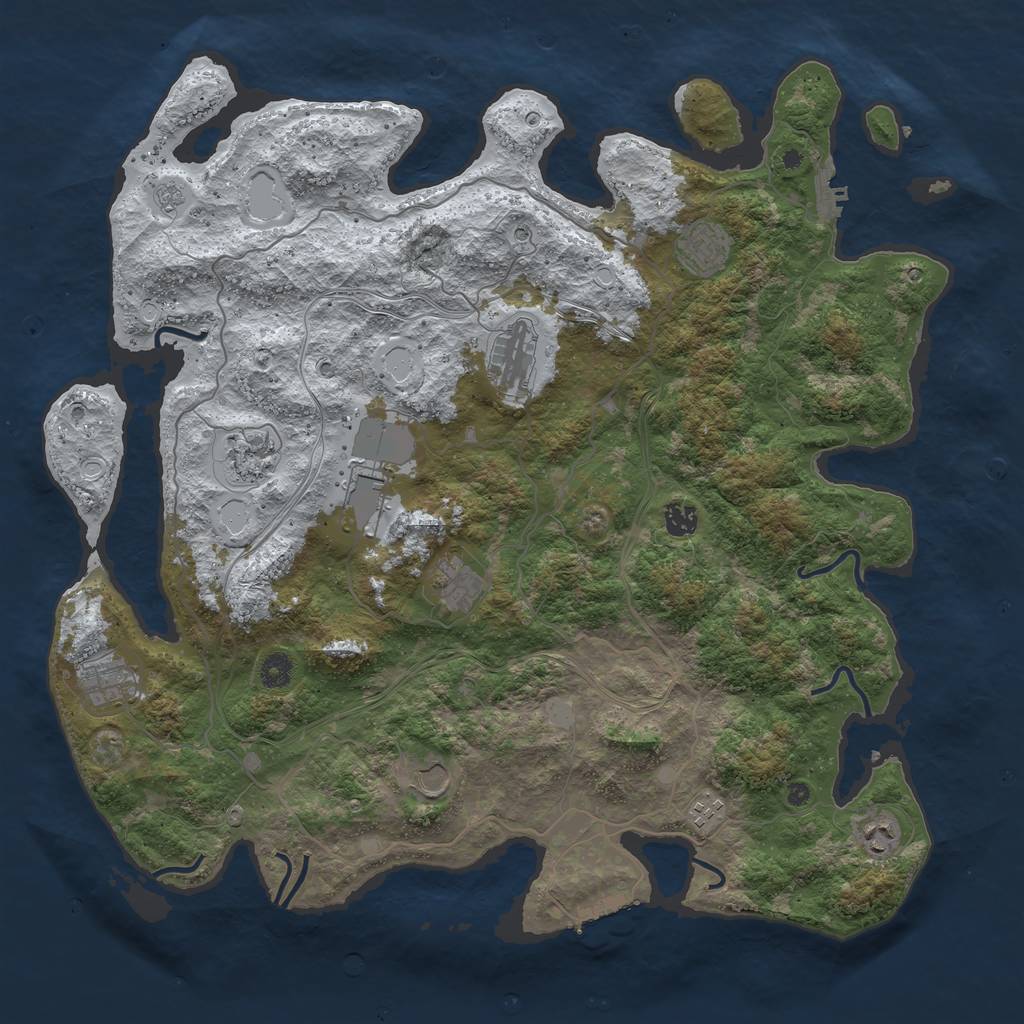 Rust Map: Procedural Map, Size: 4500, Seed: 1358458, 19 Monuments
