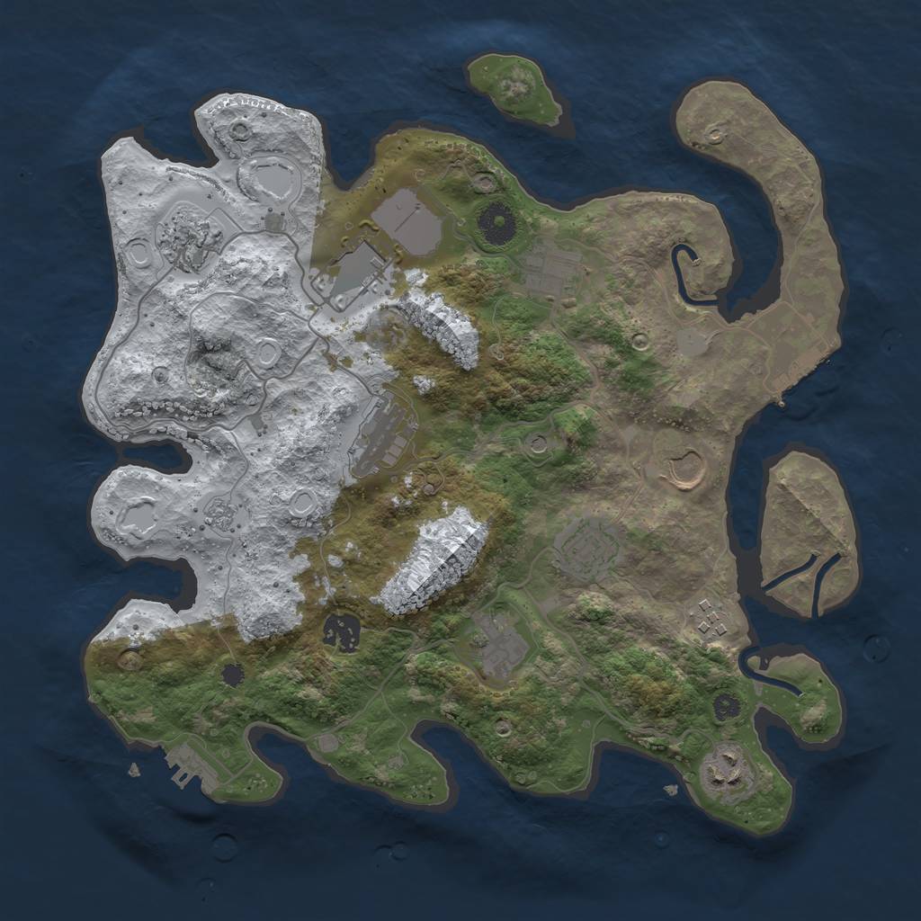 Rust Map: Procedural Map, Size: 3500, Seed: 155169121, 19 Monuments