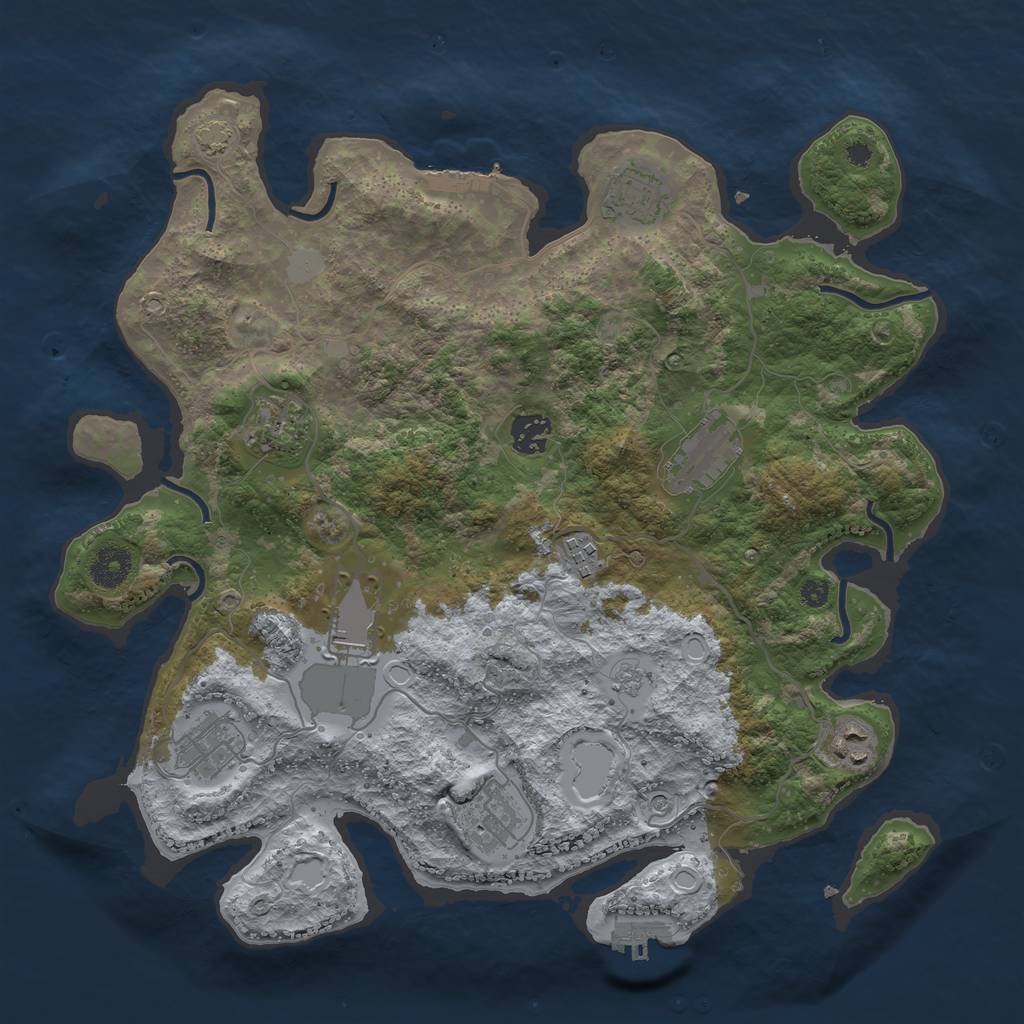 Rust Map: Procedural Map, Size: 3700, Seed: 1262002006, 17 Monuments