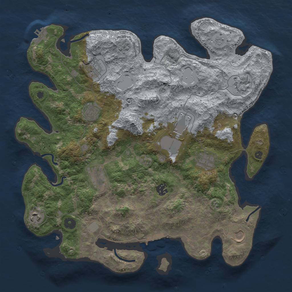 Rust Map: Procedural Map, Size: 3750, Seed: 195149690, 19 Monuments
