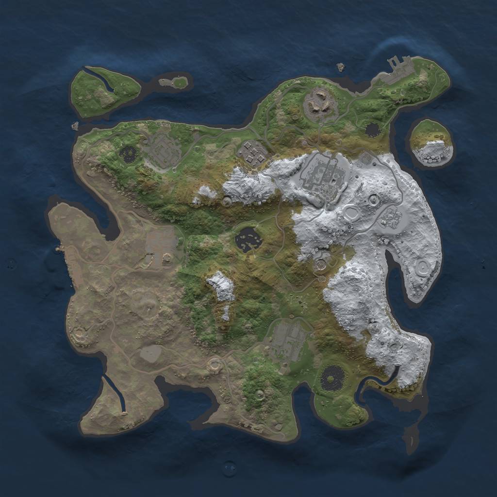 Rust Map: Procedural Map, Size: 3000, Seed: 21527, 16 Monuments