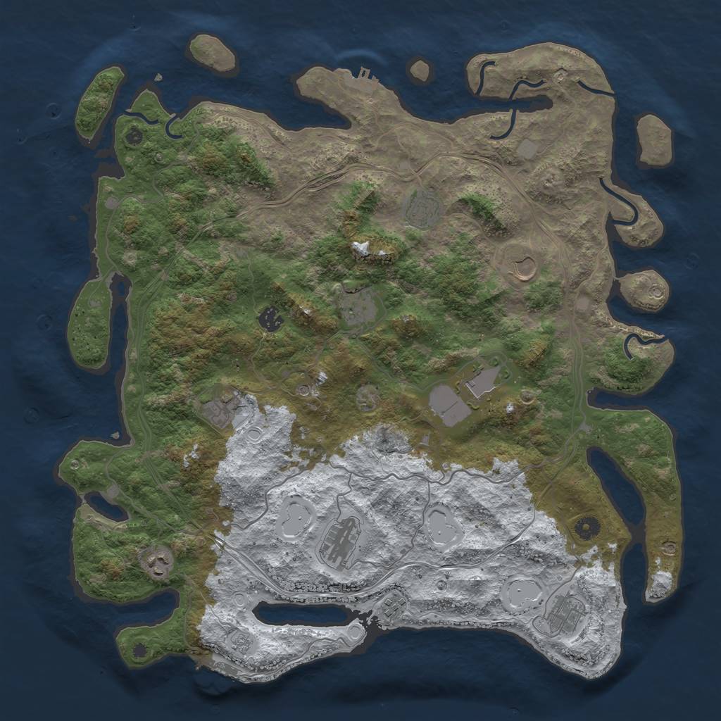 Rust Map: Procedural Map, Size: 4500, Seed: 123457, 19 Monuments
