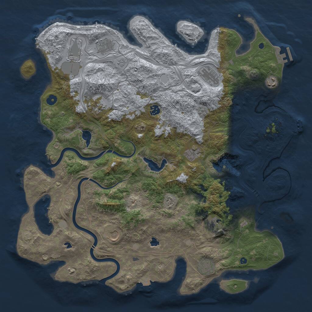 Rust Map: Procedural Map, Size: 4500, Seed: 310189027, 17 Monuments