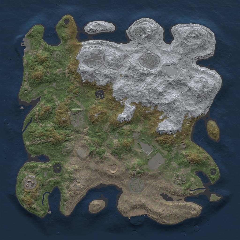 Rust Map: Procedural Map, Size: 3800, Seed: 1487902606, 19 Monuments