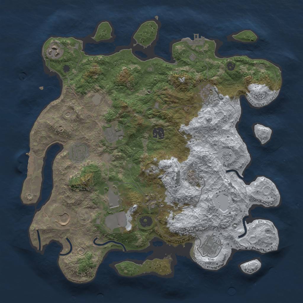 Rust Map: Procedural Map, Size: 3700, Seed: 372776381, 19 Monuments