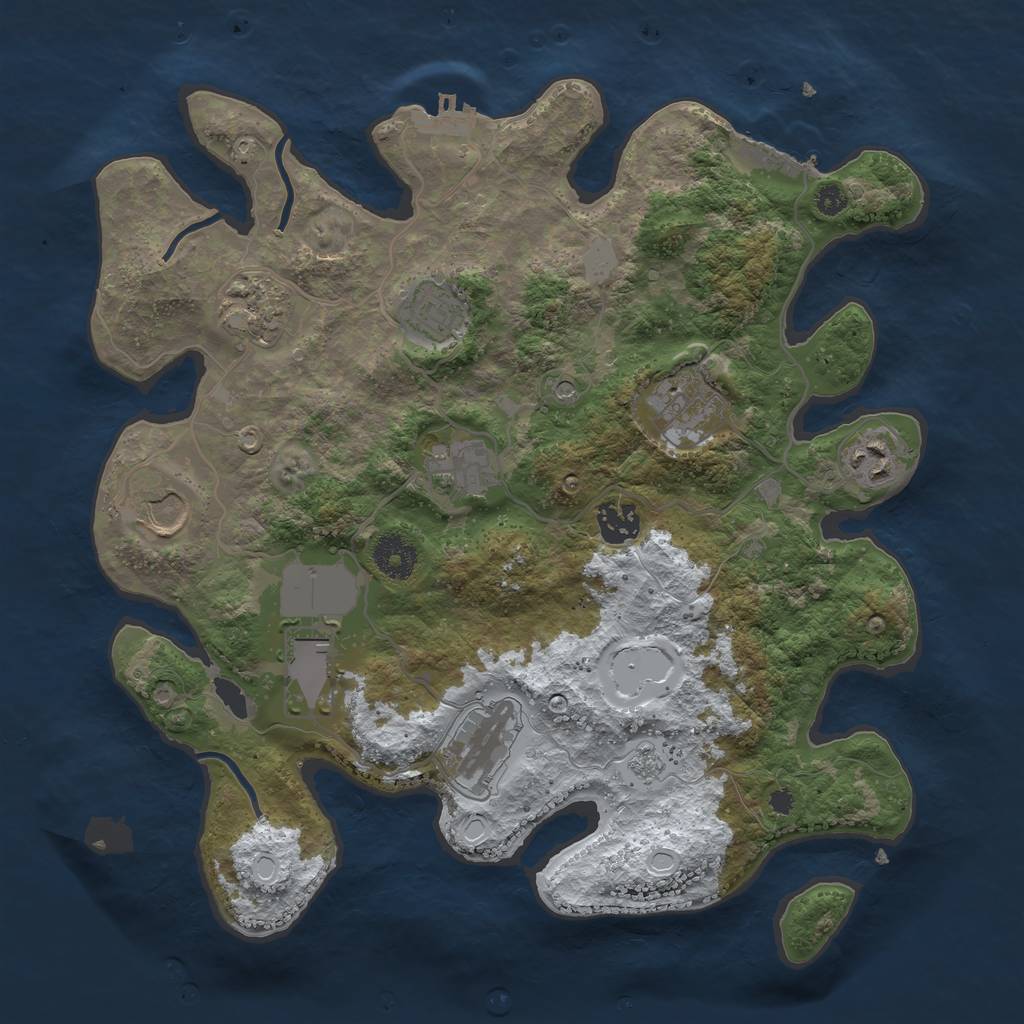 Rust Map: Procedural Map, Size: 3500, Seed: 998858315, 18 Monuments