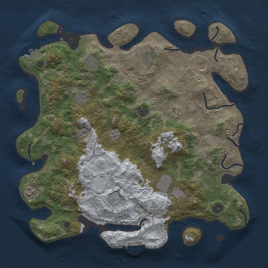Rust Map: Procedural Map, Size: 4100, Seed: 158361285, 19 Monuments