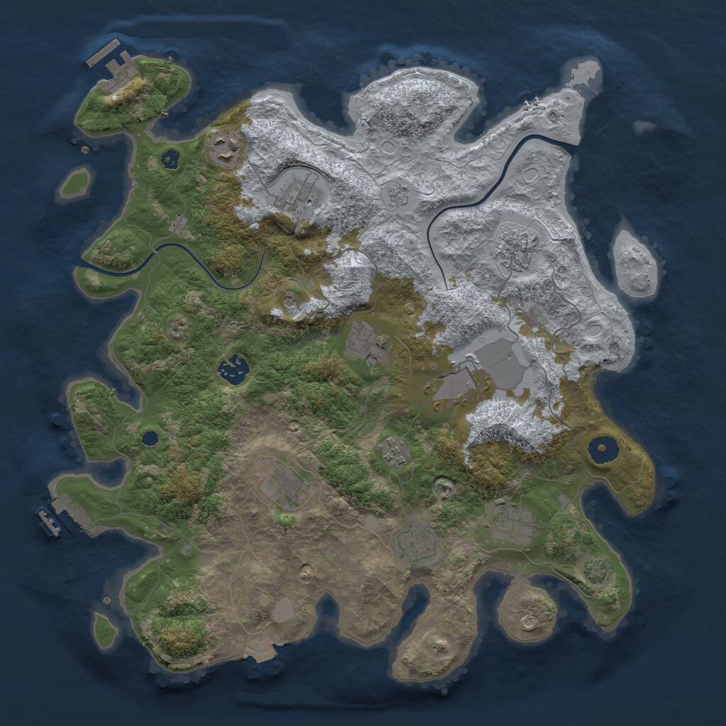 Rust Map: Procedural Map, Size: 3800, Seed: 19811, 16 Monuments