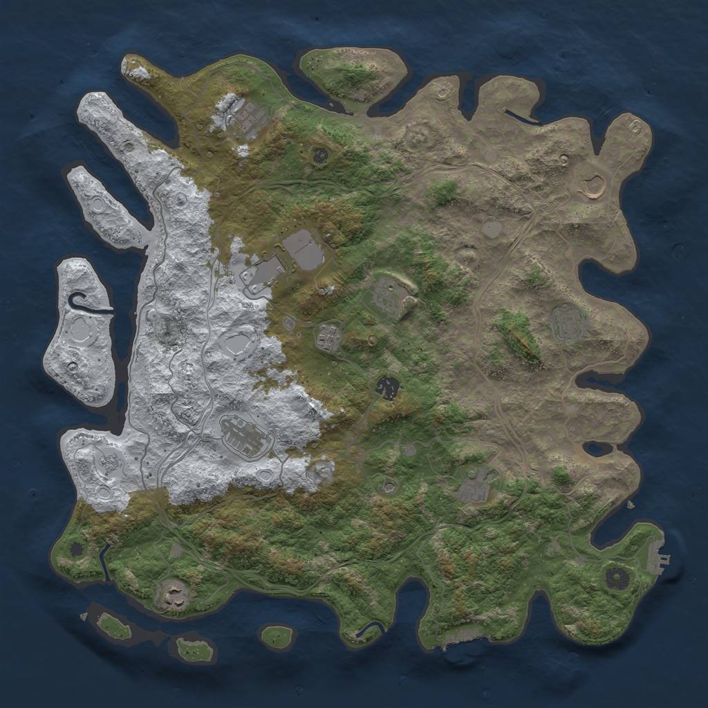 Rust Map: Procedural Map, Size: 4500, Seed: 1116013215, 19 Monuments