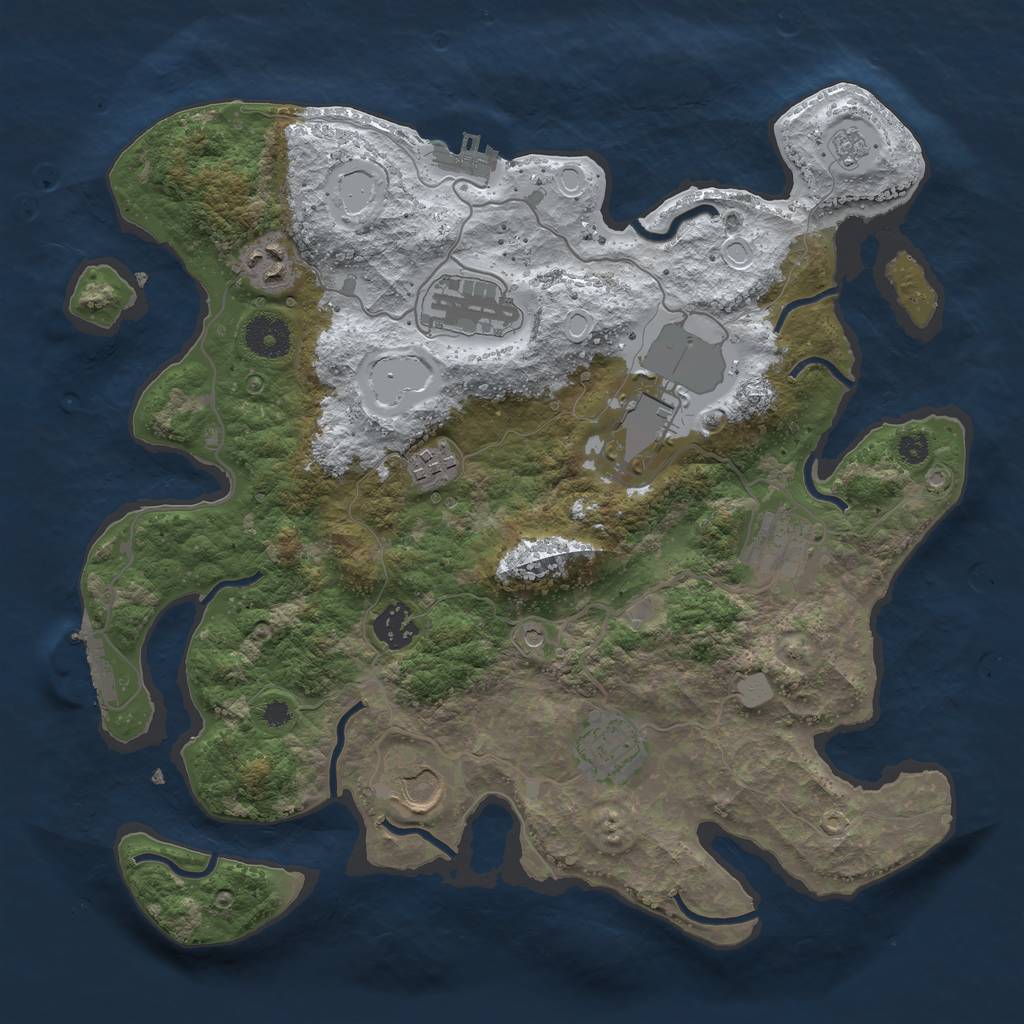Rust Map: Procedural Map, Size: 3500, Seed: 1913377634, 17 Monuments