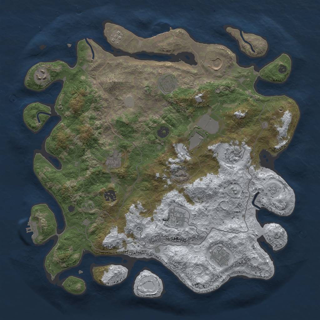 Rust Map: Procedural Map, Size: 4000, Seed: 13375051, 19 Monuments