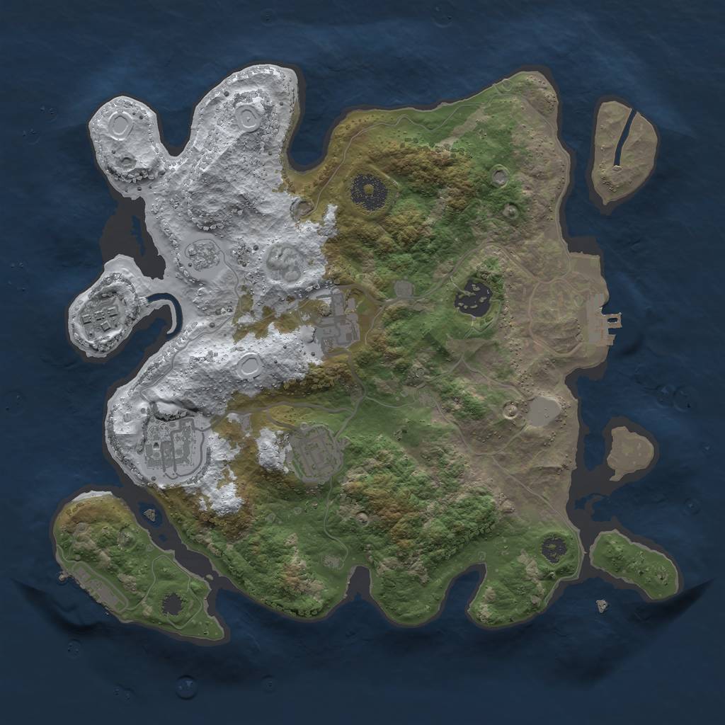 Rust Map: Procedural Map, Size: 3000, Seed: 805739591, 13 Monuments