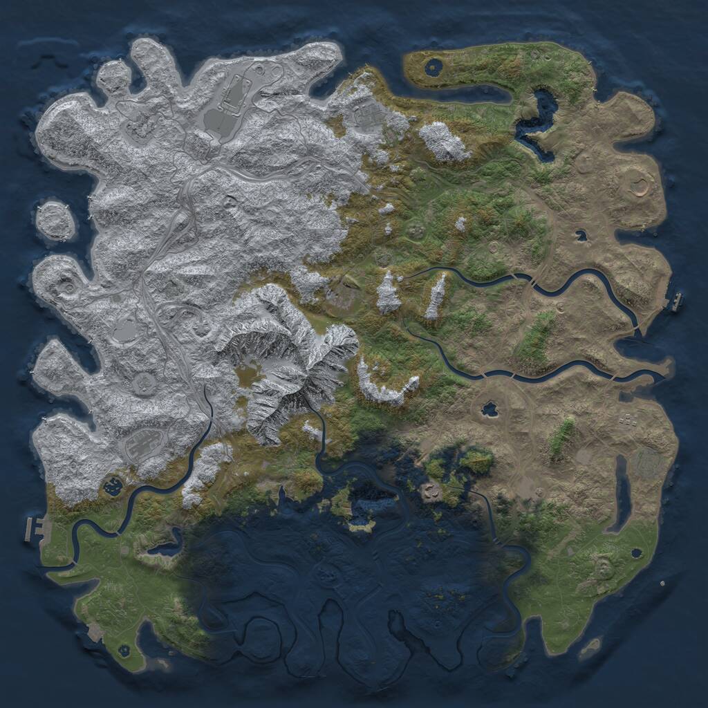 Rust Map: Procedural Map, Size: 6000, Seed: 335656, 17 Monuments