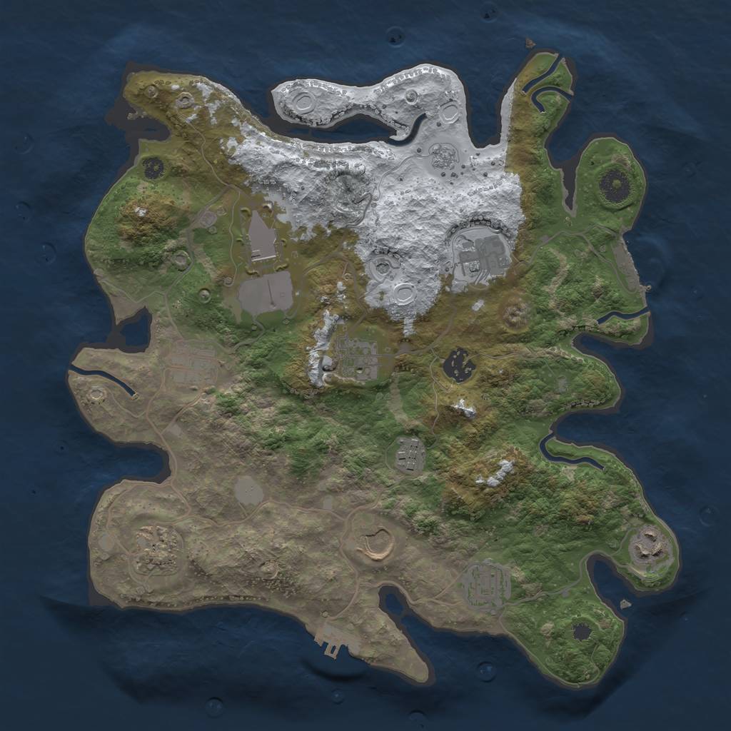 Rust Map: Procedural Map, Size: 3500, Seed: 481, 19 Monuments