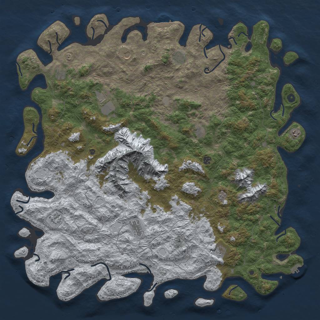 Rust Map: Procedural Map, Size: 6000, Seed: 654561, 20 Monuments