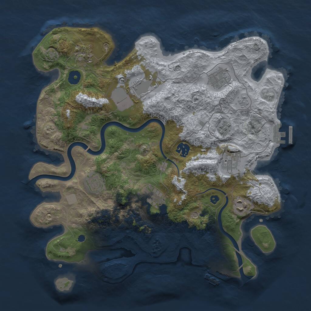 Rust Map: Procedural Map, Size: 3500, Seed: 813289642, 15 Monuments
