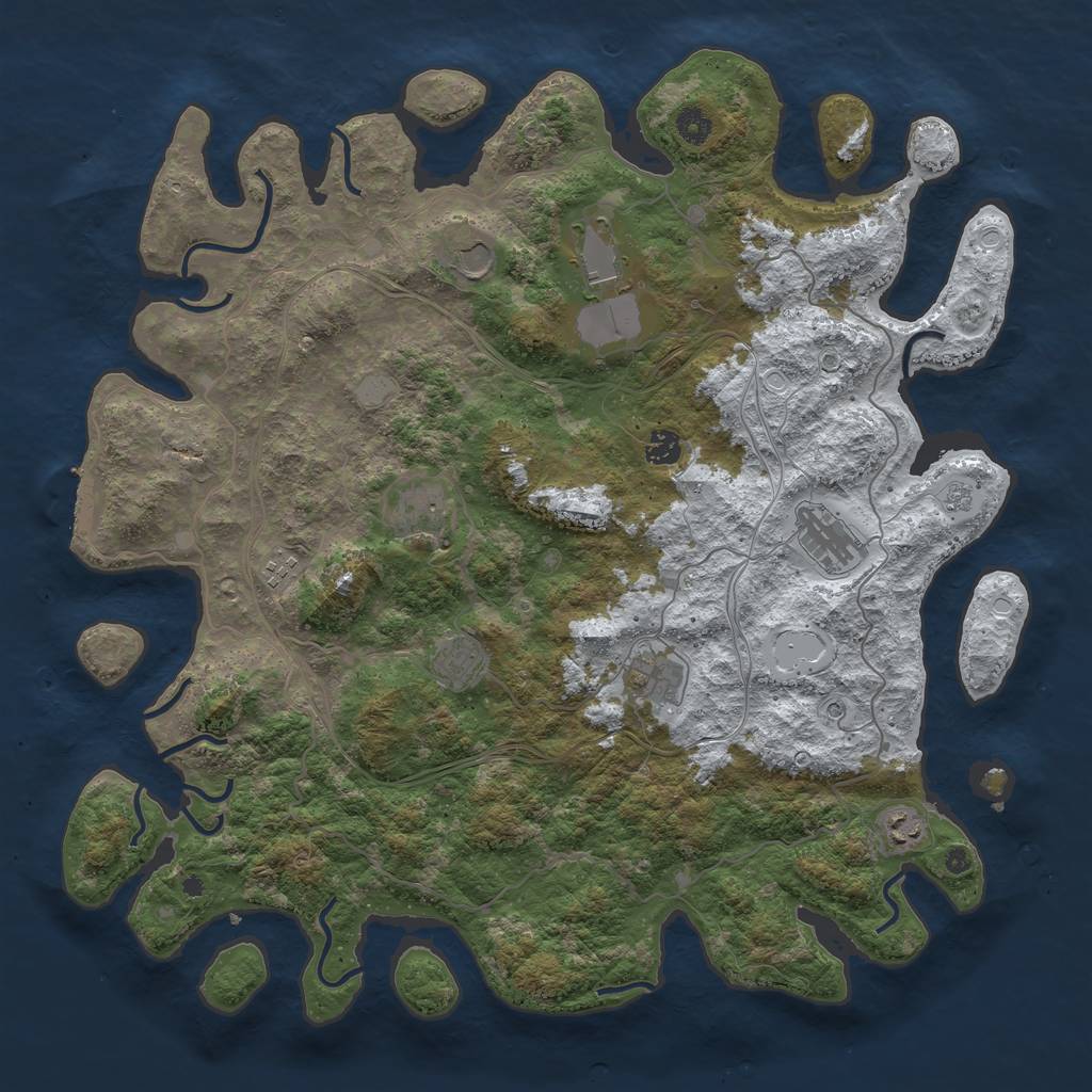 Rust Map: Procedural Map, Size: 4500, Seed: 717848874, 17 Monuments