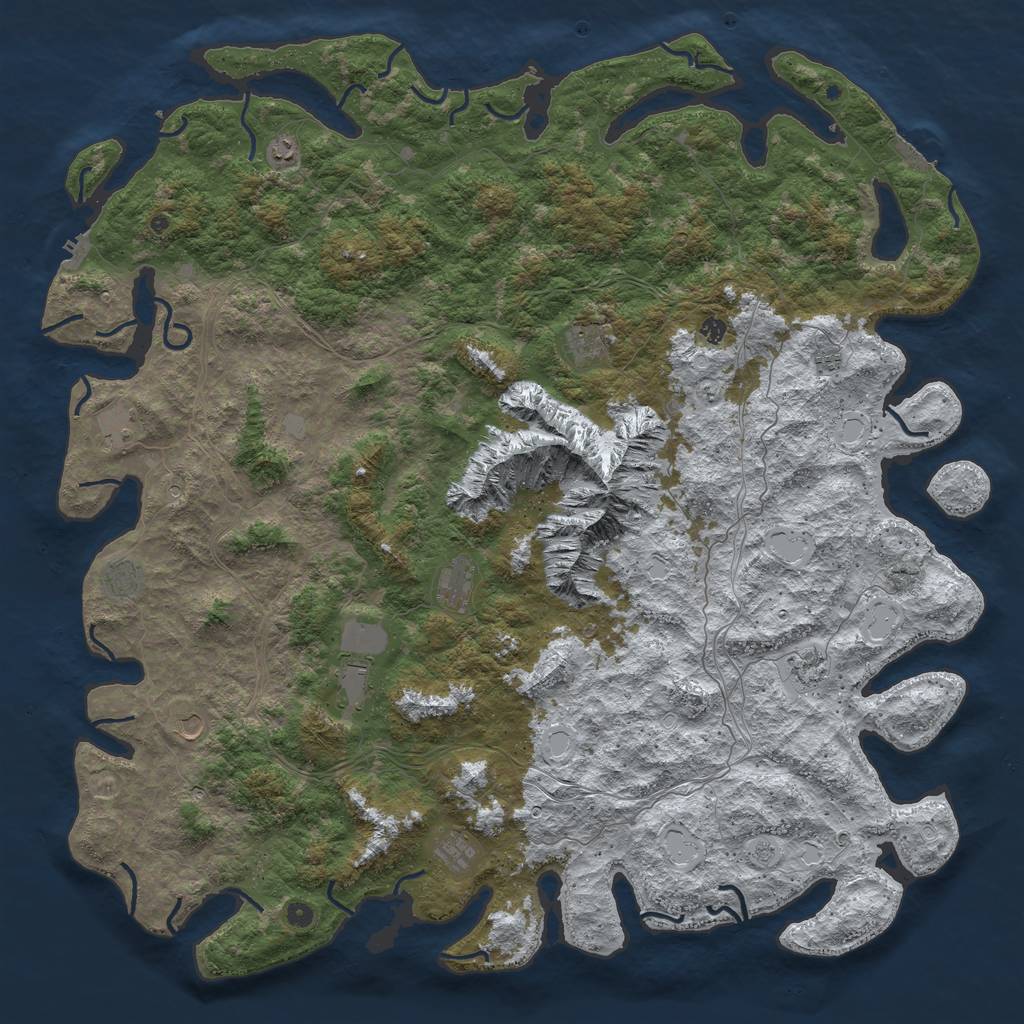 Rust Map: Procedural Map, Size: 6000, Seed: 768534, 20 Monuments
